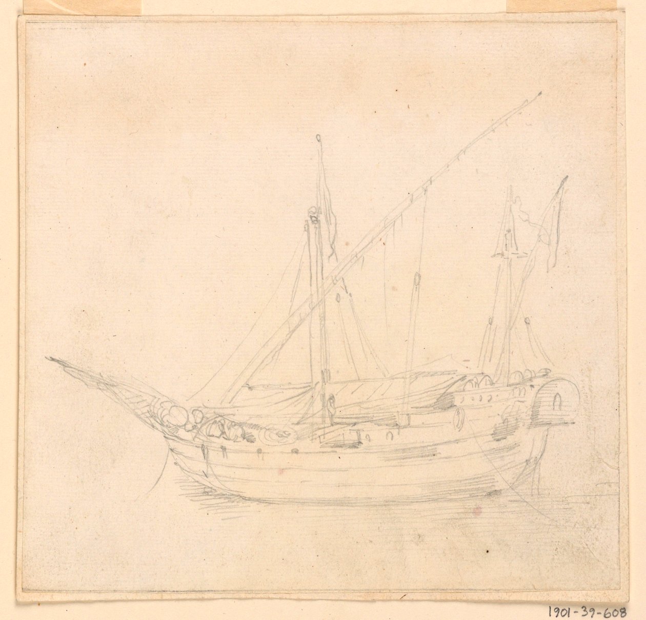 Desenho, Um barco à vela, ca. 1780 de Filippo Marchionni