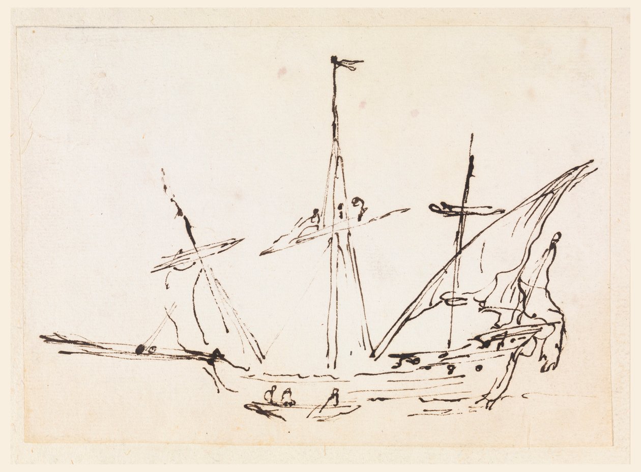 Desenho, Um barco à vela, 1770-1800 de Filippo Marchionni