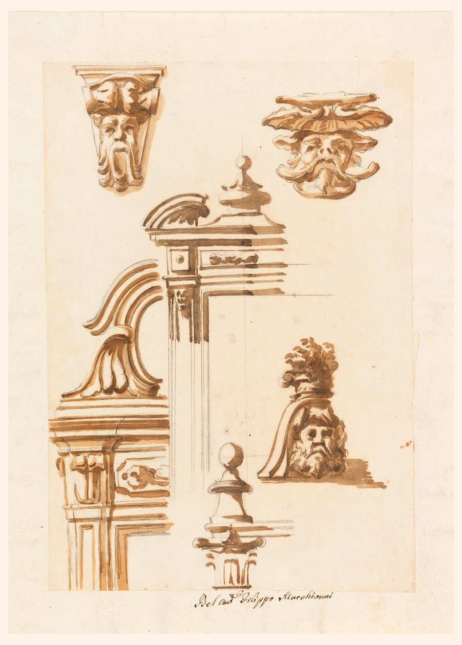 Desenho, Estudos de Arquitetura, 1750-90 de Filippo Marchionni