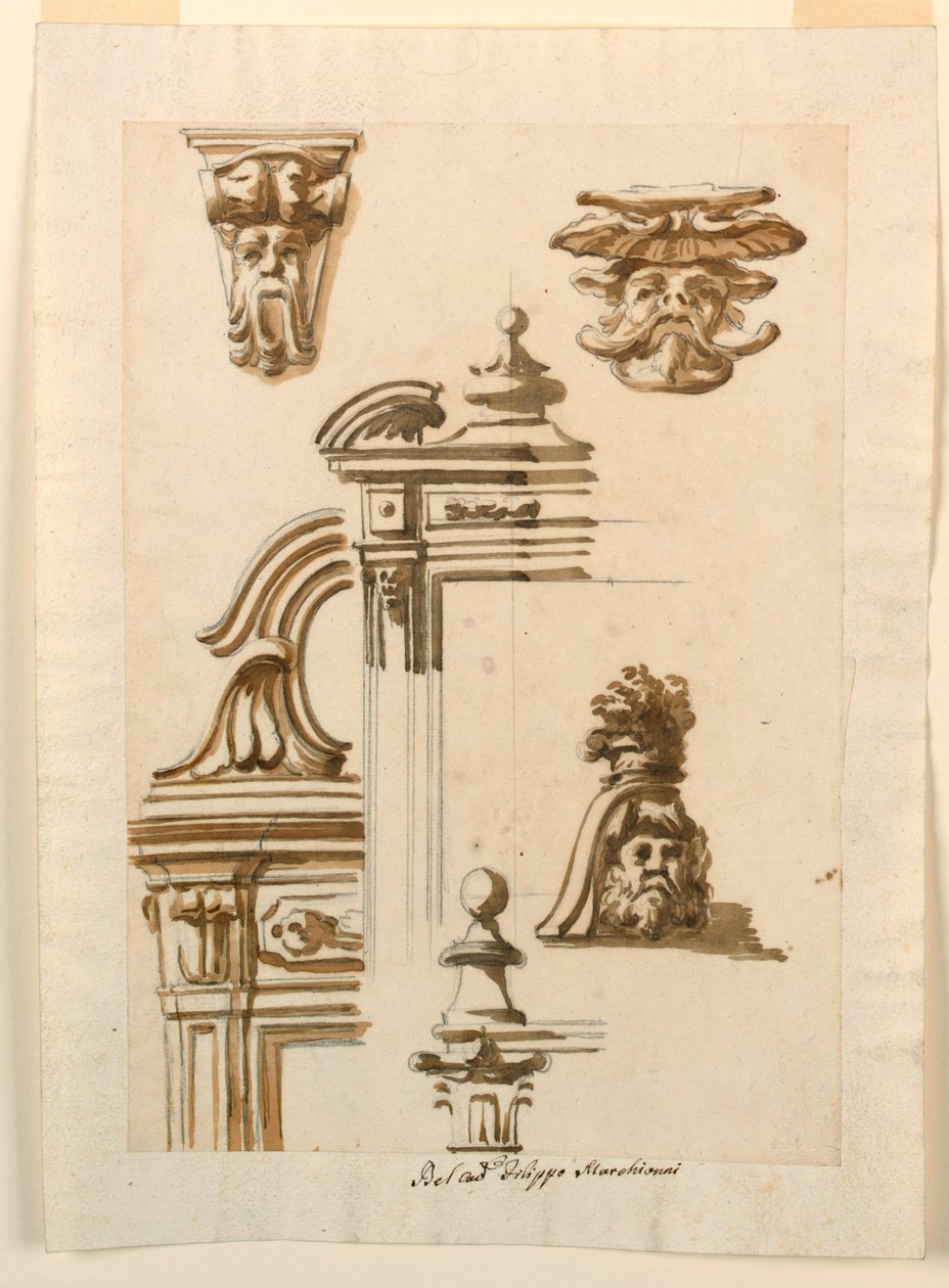 Desenho, Estudos de Arquitetura, 1750-90 de Filippo Marchionni