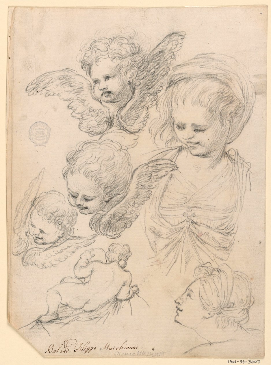 Desenho, Estudos para uma representação religiosa, 1725-40 de Filippo Marchionni