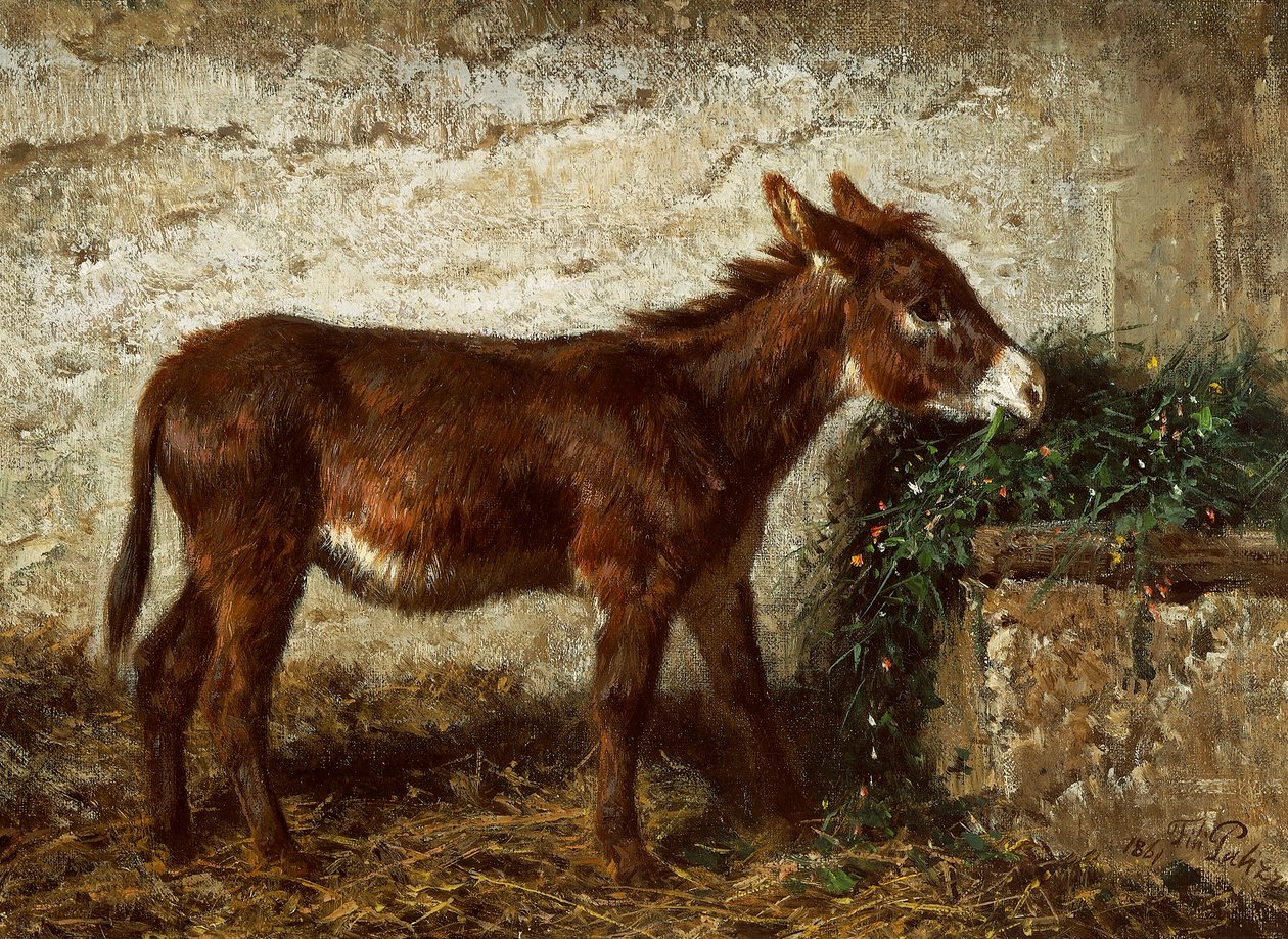 Burro no berço por Filippo Palizzi (1818-1899) de Filippo Palizzi