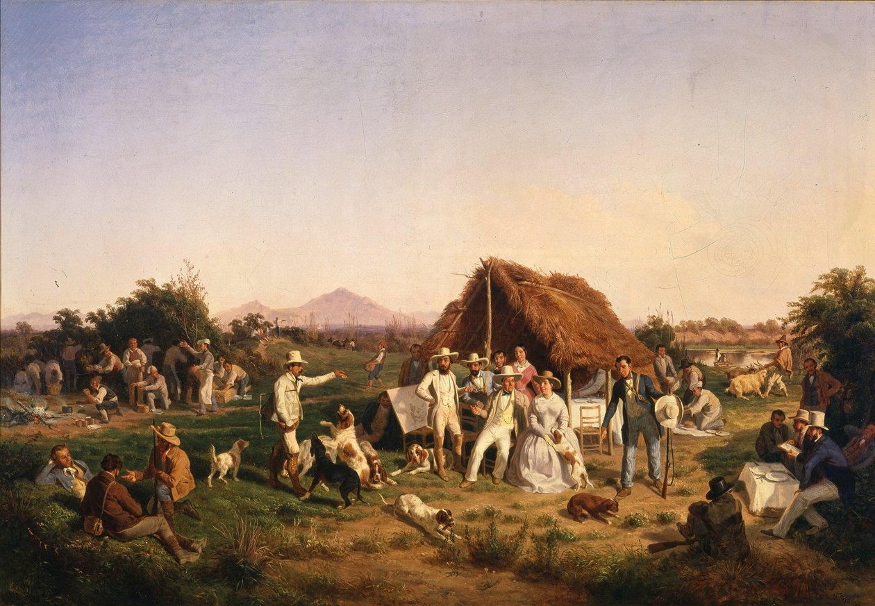 Italiano: A família real de Nápoles à caça de Filippo Palizzi