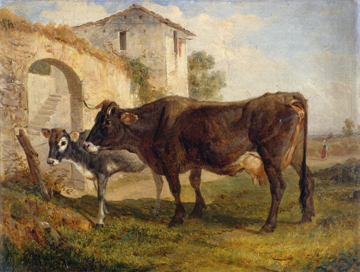Regresso do pasto, por Filippo Palizzi (1818-1899), óleo sobre cartão, 32x24 cm, Itália de Filippo Palizzi