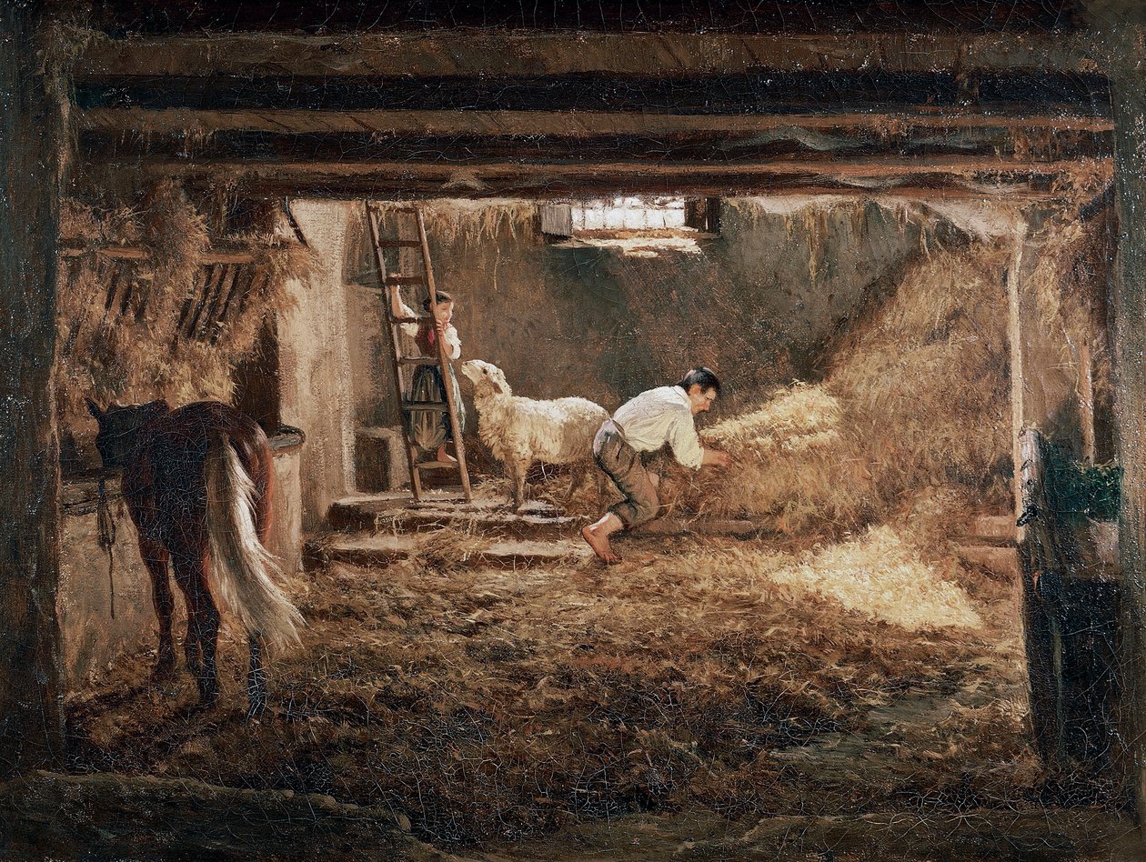 Vista do interior de um estábulo "", Pintura de Filippo Palizzi (1818-1899) de Filippo Palizzi