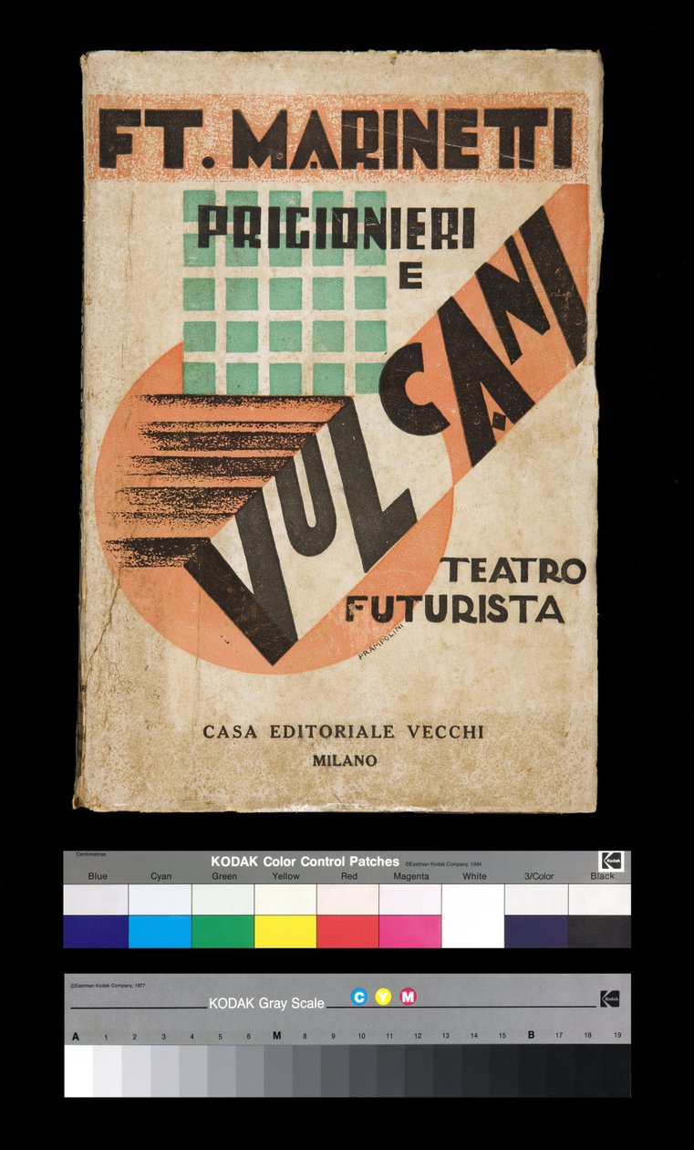 Futurismo: capa de "Prisioneiros e Vulcões" 1927 (gravura) de Filippo Tommaso Emilio Marinetti