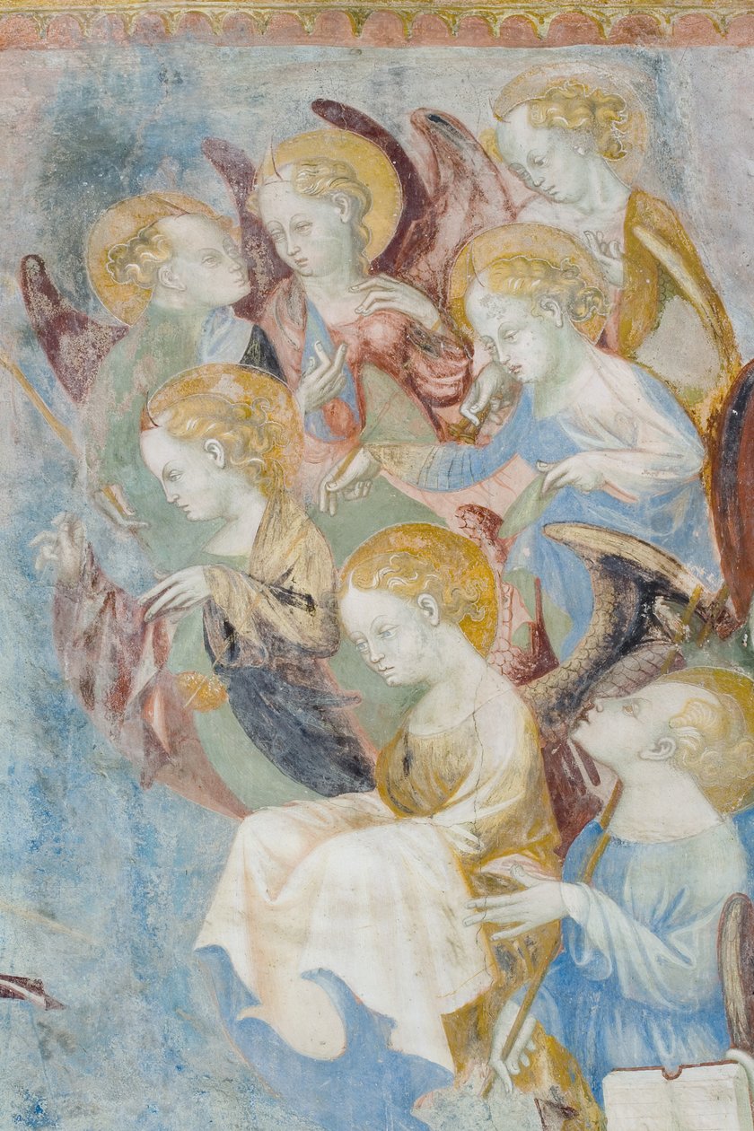 Anjos, detalhe do Juízo Final, c.1400 (detalhe de 3496201) de Filippolo de and Veris da Milano Veris da Milano
