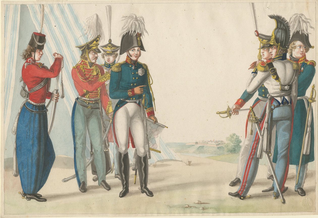 Czar Alexandre I e oficiais russos, 1815 de Finert