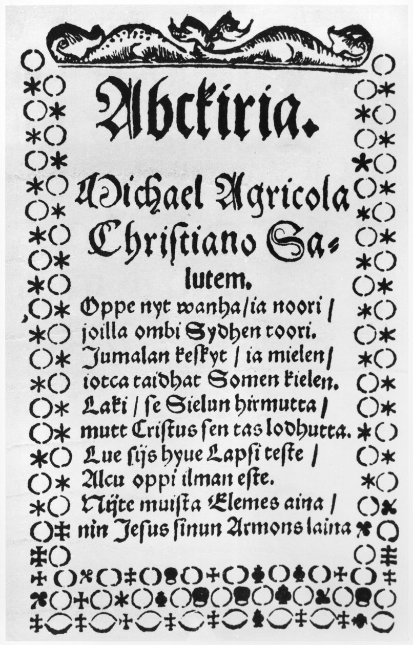 Alfabeto primer de Mikael Agricola (1508-57) (imprimir) de Finnish School