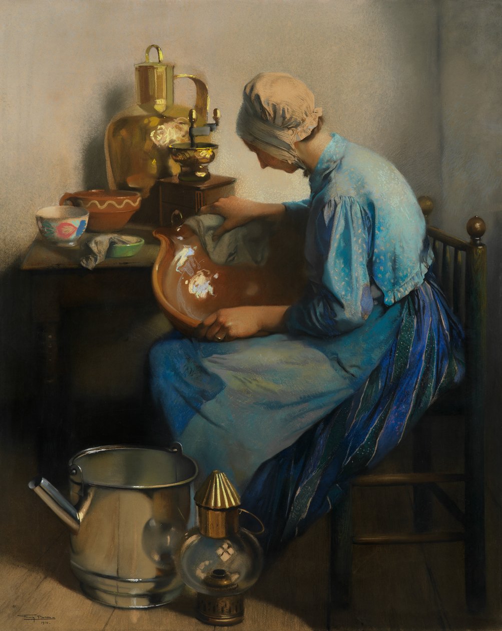A Senhora da Limpeza (óleo sobre tela) de Firmin Baes