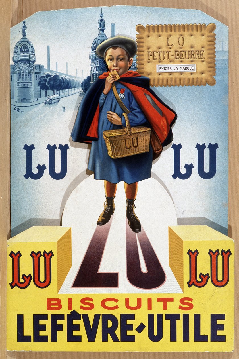 Biscuits Lefèvre-Utile (LU) baseado no desenho original de Firmin Bouisset - col. conservatório do cartaz na Bretanha. de Firmin Bouisset