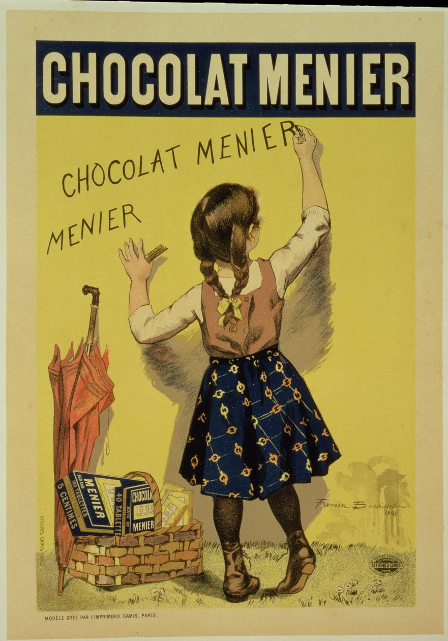 Reprodução de um cartaz com publicidade de chocolate "Menier", 1893 de Firmin Bouisset