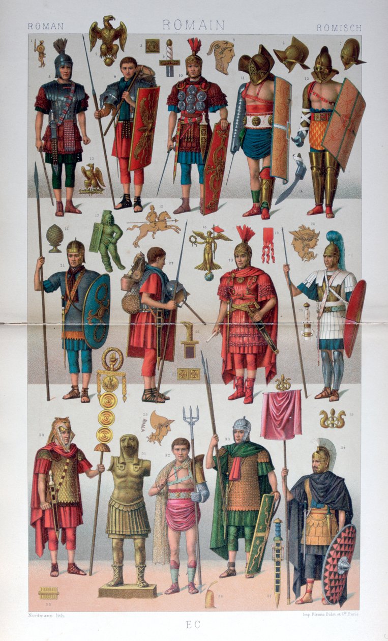 Traje militar e gladiador romano, c1800-1836 de Firmin Didot