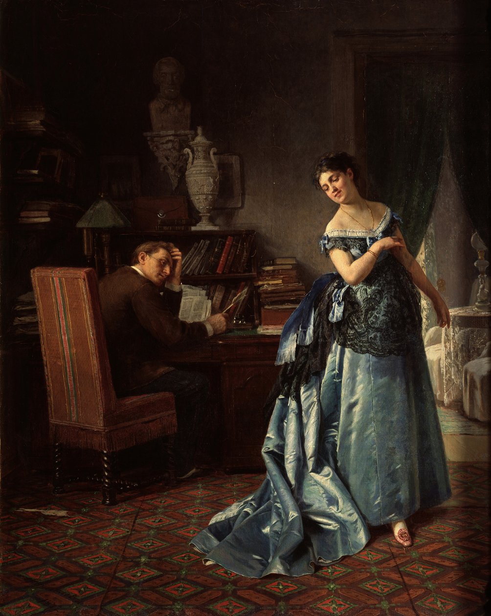 Uma dama da moda. Preparação para uma bola, 1872 de Firs Sergeevich Zhuravlev