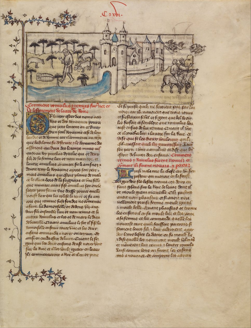 Romulus e Remus de First Master of the Bible historiale of Jean de Berry