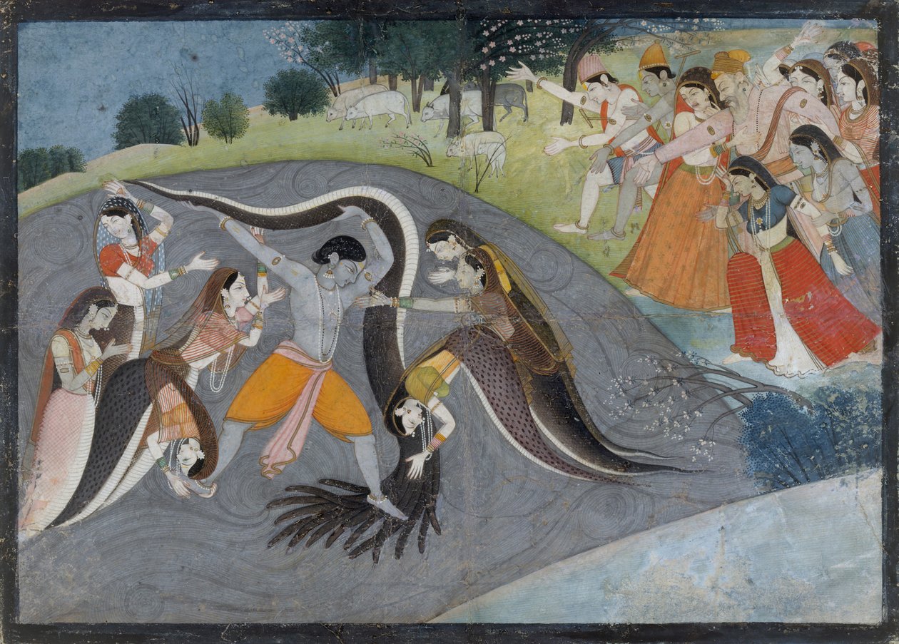 Krishna Subadung Kalia, The Snake Demon: Folio from a Bhagavata Purana Series, ca. 1785. de First generation after Manaku and Nainsukh.