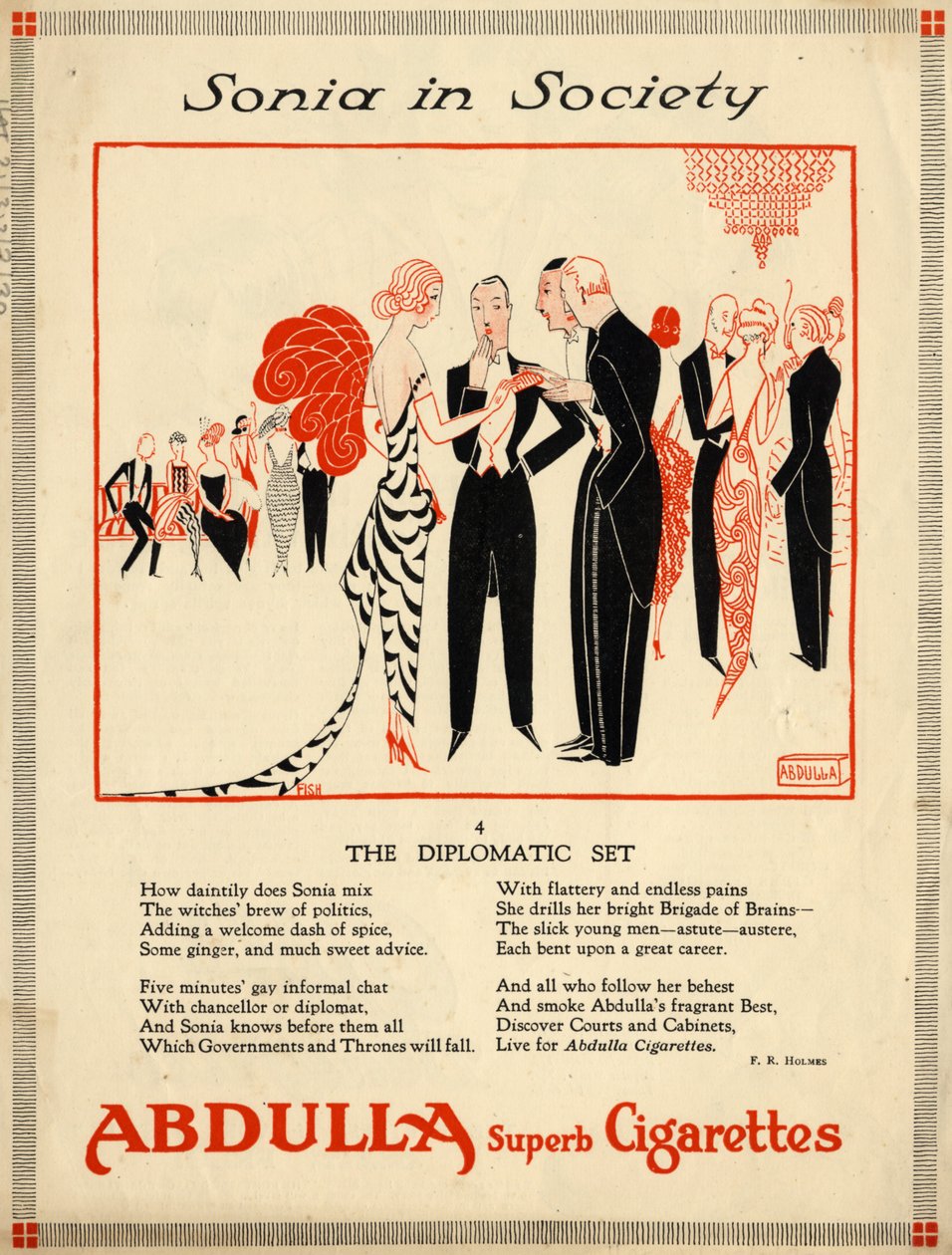 Cigarros Abdulla, 1920 de Fish