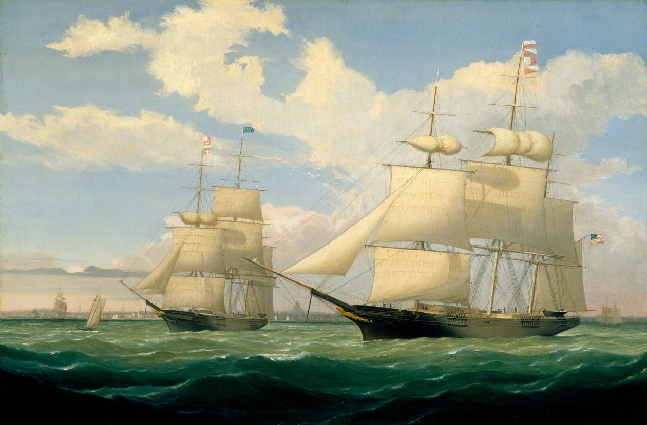 Os Navios de Flecha Alada e Cruz do Sul no Porto de Boston de Fitz Henry Lane