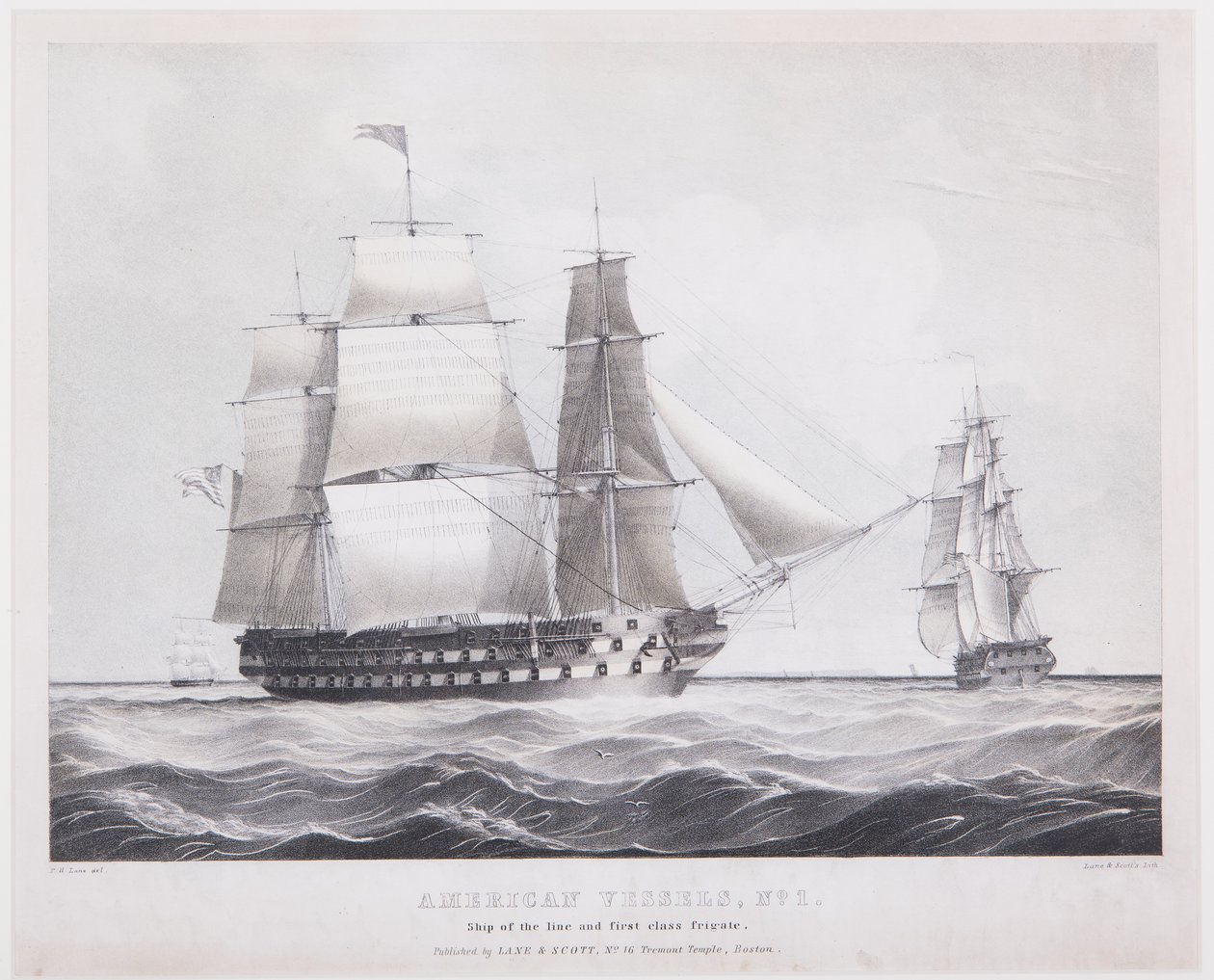 Embarcações Americanas No. 1, c.1845 (litho) de Fitz Henry (after) Lane