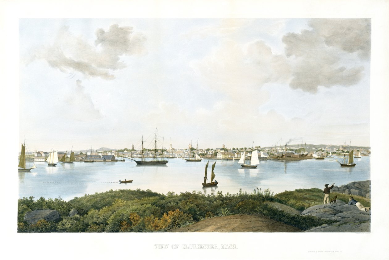 Vista de Gloucester, Massachusetts, c. 1856 (cromolitografia) de Fitz Henry (attr.to) Lane