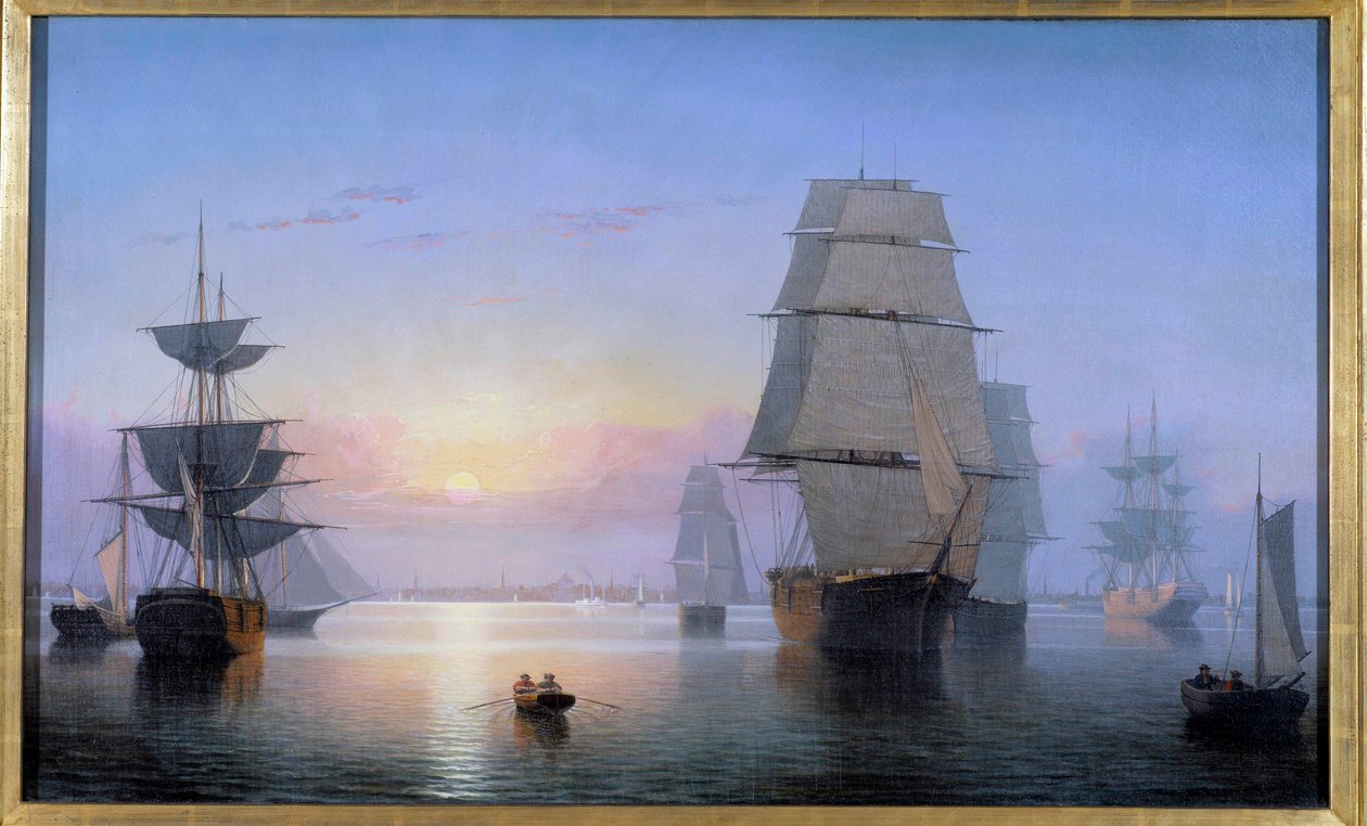 Porto de Boston ao sol poente em 1850 Pintura Fitz Hugh Lane (1804-1865) 1850 Coleção particular de Fitz Henry Lane