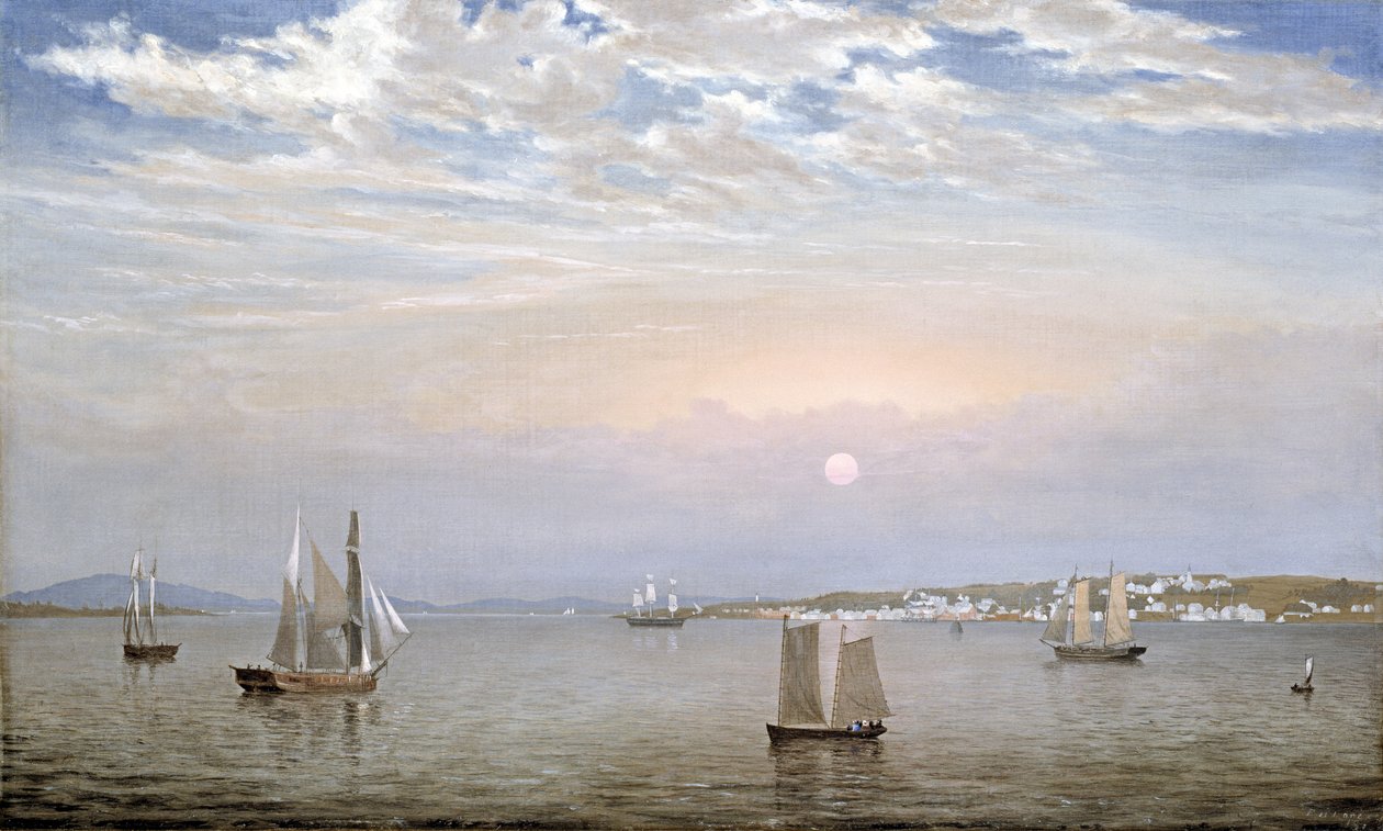 Porto de Castine e cidade, 1851 de Fitz Henry Lane