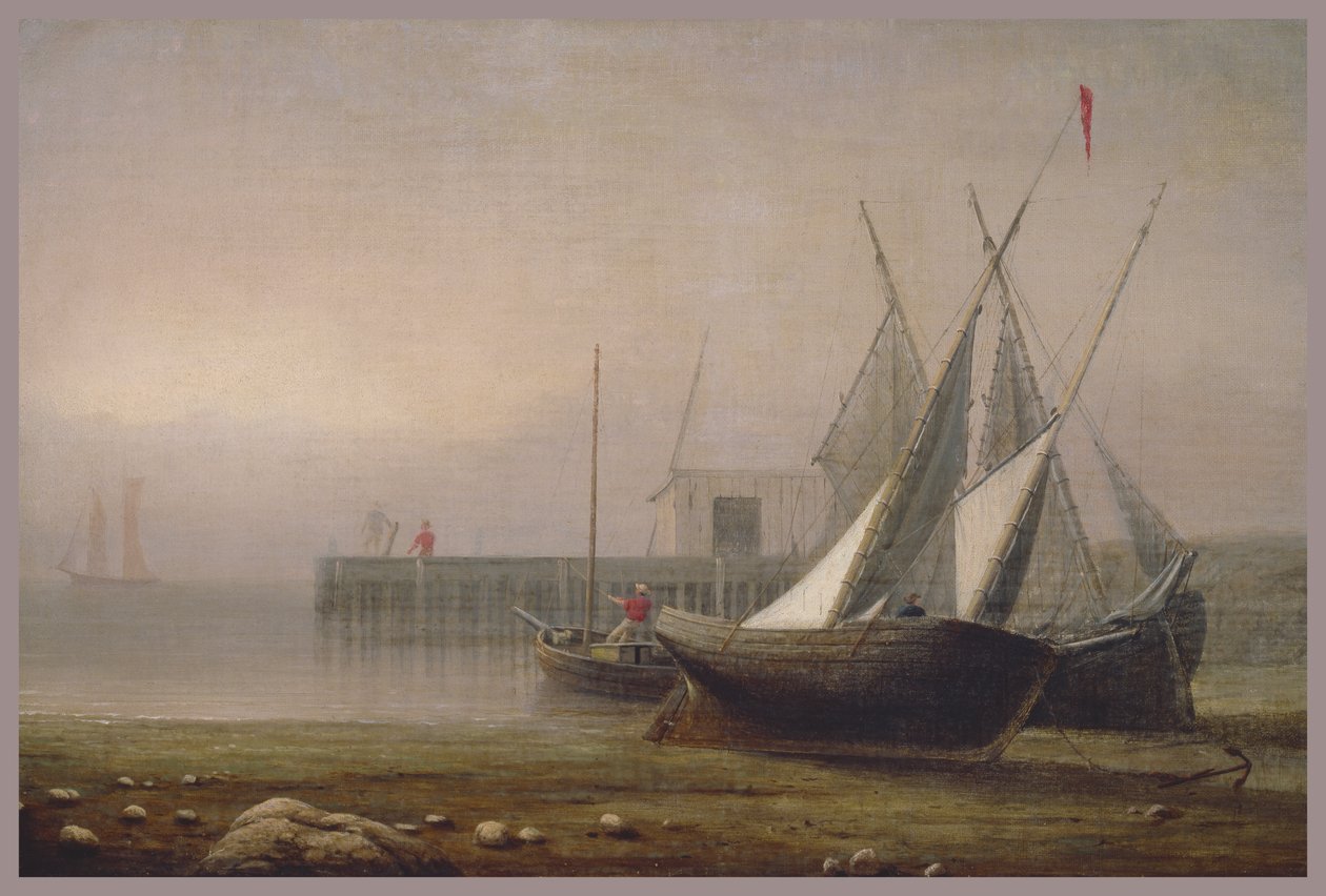 Barcos de pesca na maré baixa, c.1850 de Fitz Henry Lane
