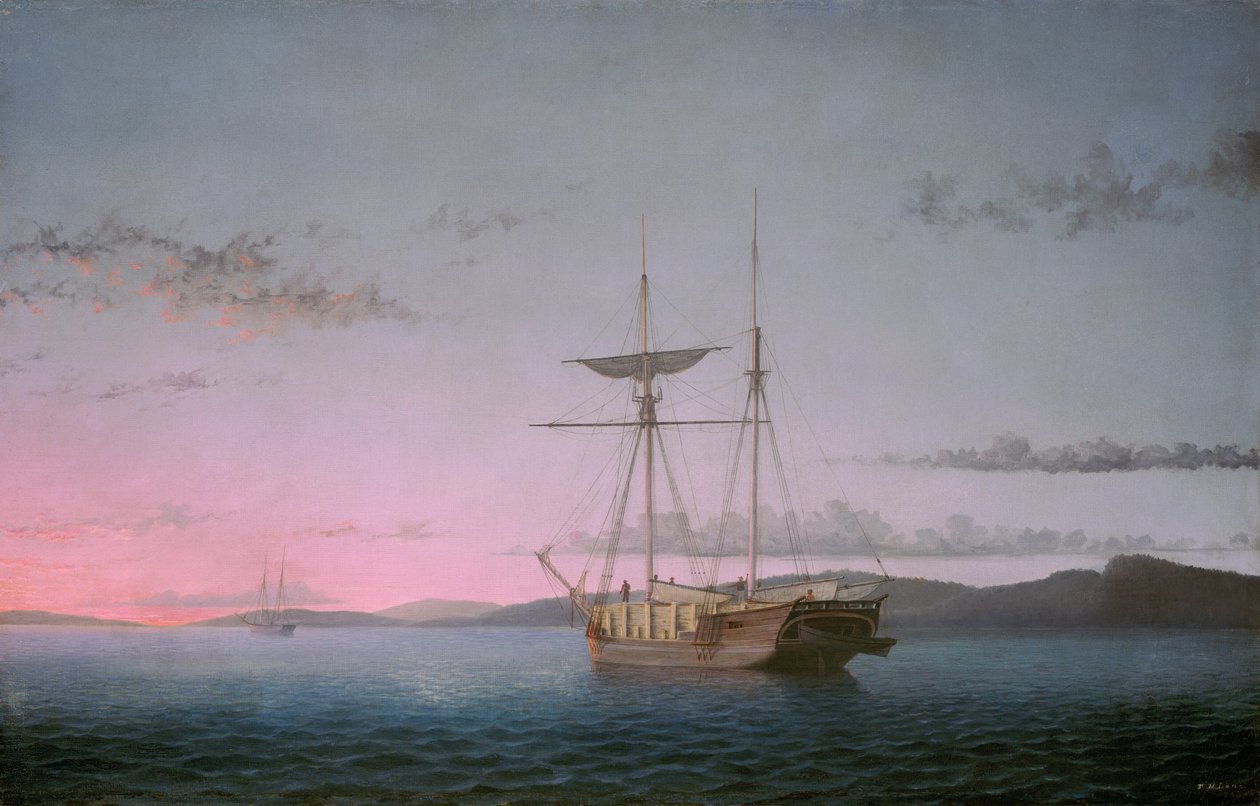 Escunas de madeira à noite na Baía de Penobscot de Fitz Henry Lane