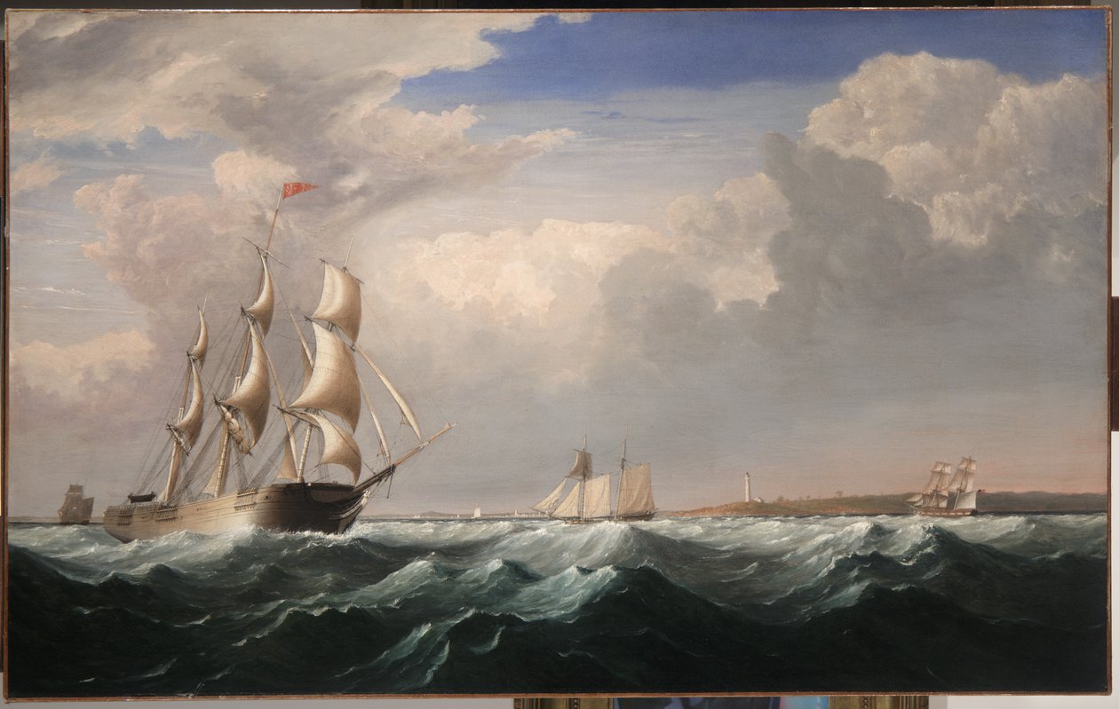 Navios à vela na costa da Nova Inglaterra, c.1855 de Fitz Henry Lane