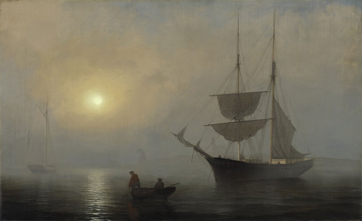 Navio no nevoeiro, porto de Gloucester de Fitz Henry Lane