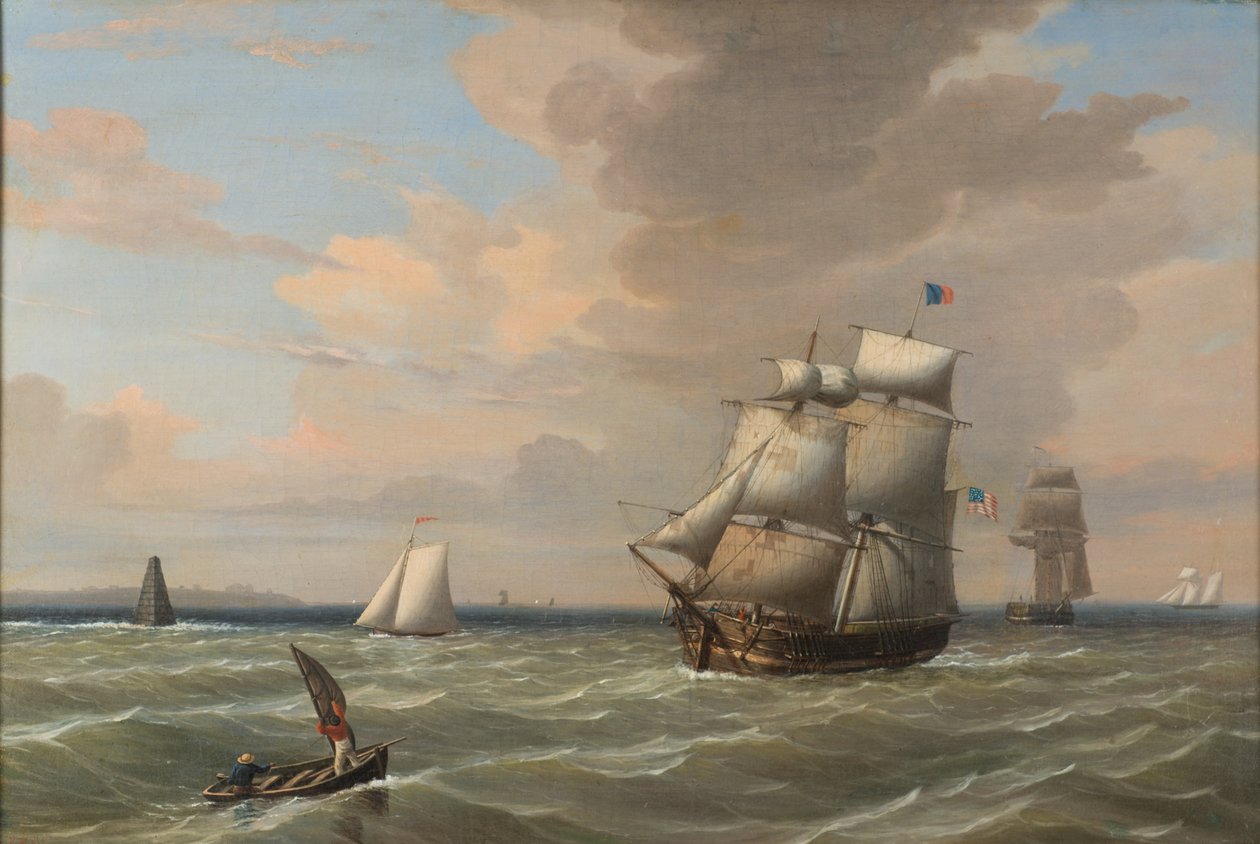 Navios saindo do porto de Boston, 1847 de Fitz Henry Lane