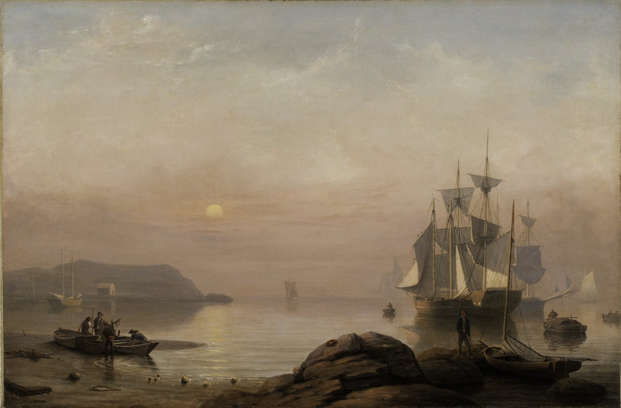 Nascer do Sol Através da Névoa, 1852 de Fitz Henry Lane