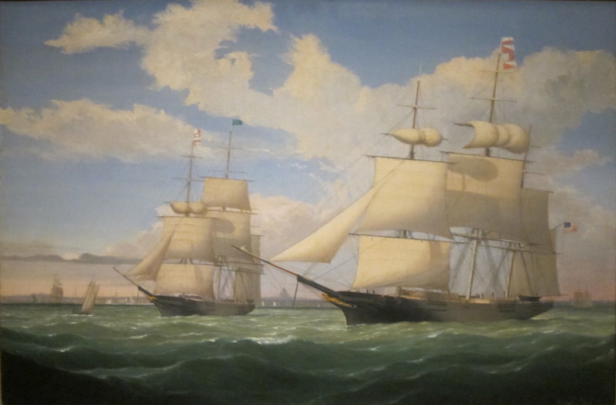Os navios "Winged Arrow" e "Southern Cross" no porto de Boston de Fitz Henry Lane