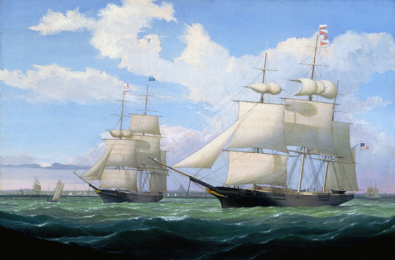 Os navios «Winged Arrow» e «Southern Cross» no porto de Boston de Fitz Henry Lane