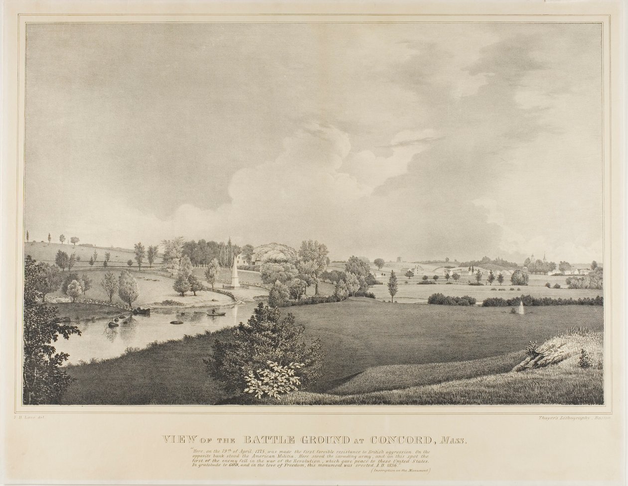 Vista do campo de batalha em Concord, Massachusetts de Fitz Henry Lane