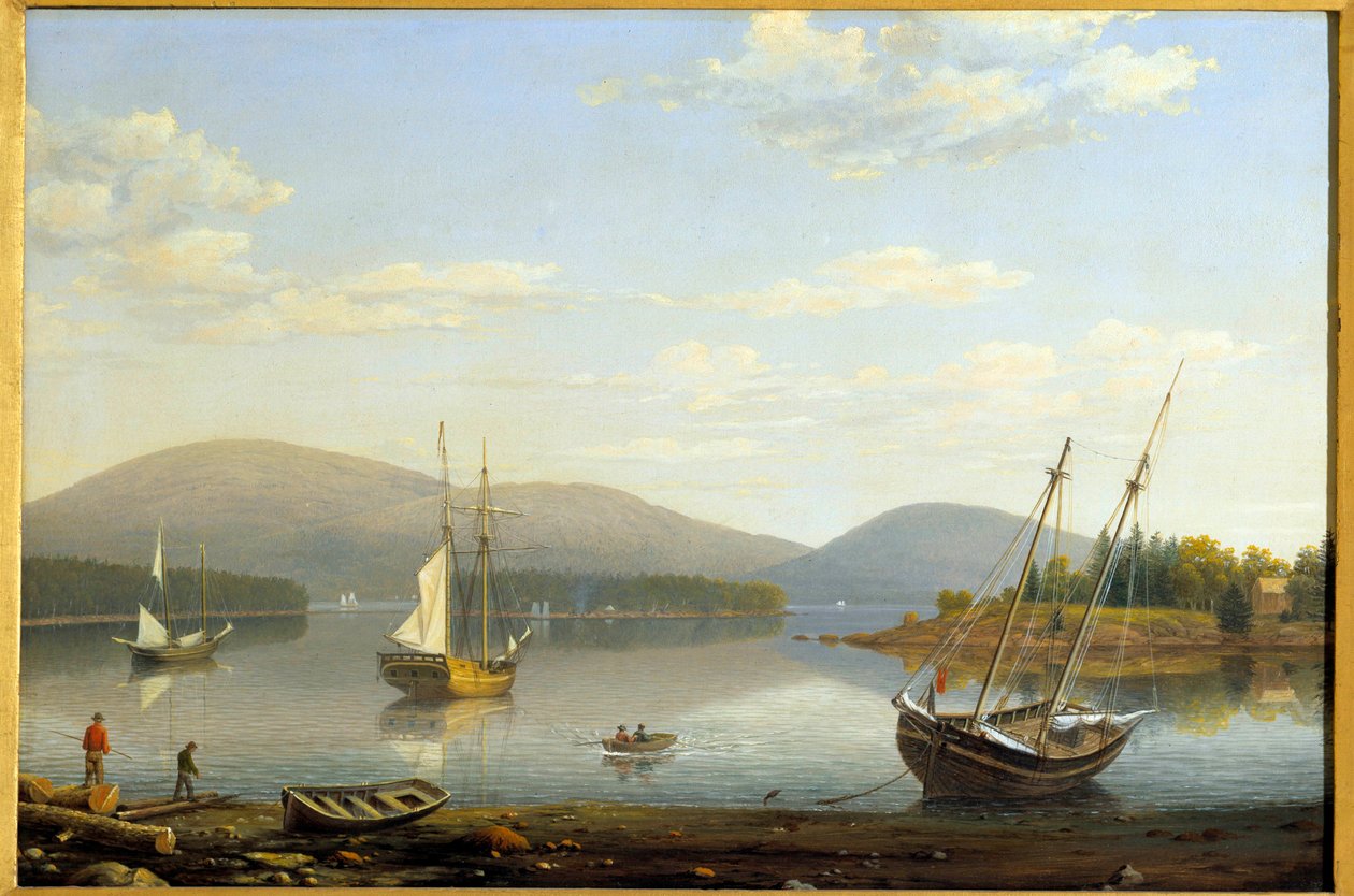 Vista do Porto de Somes no Maine nos Estados Unidos Pintura de Hugh Lane Fitz (1804-1865) 1850 Coleção particular de Fitz Henry Lane