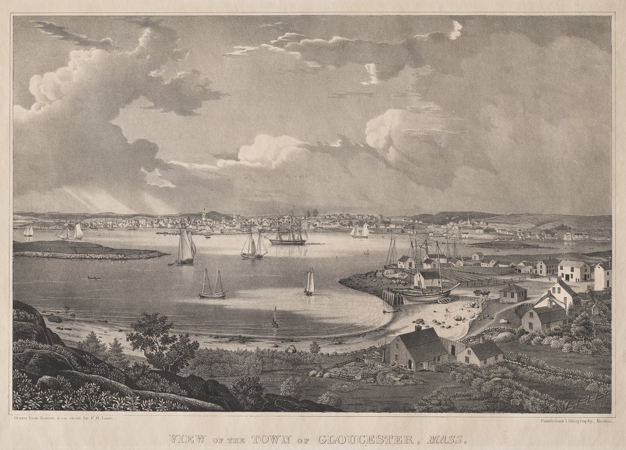 Vista da cidade de Gloucester, Massachusetts. de Fitz Henry Lane