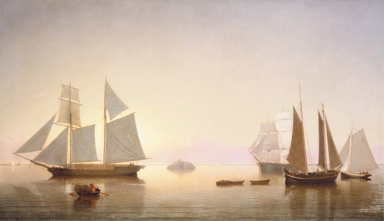 Acalmado em Halfway Rock, 1860. de Fitz Hugh Lane