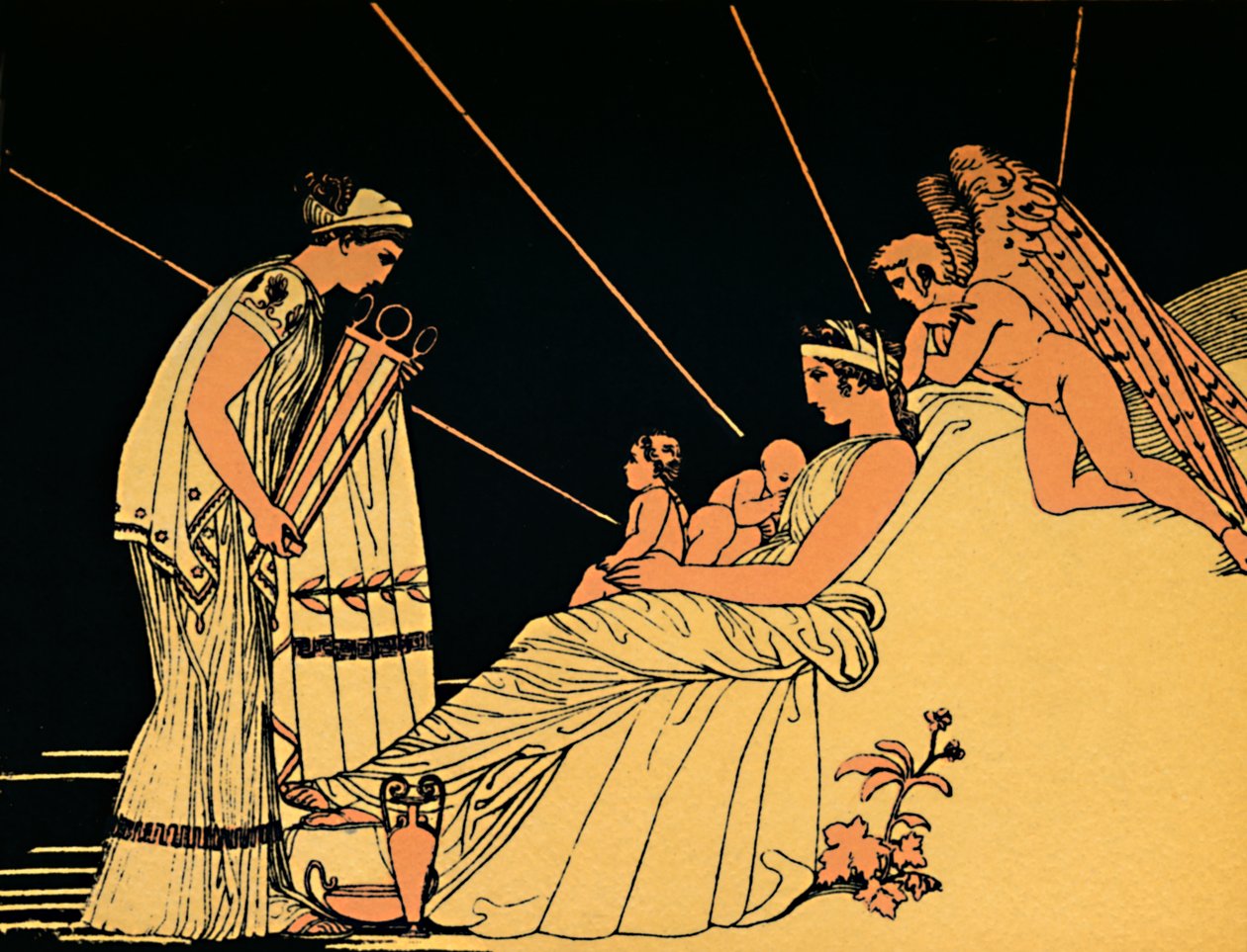 Os presentes de aniversário de Phoebus, 1880 de Flaxman