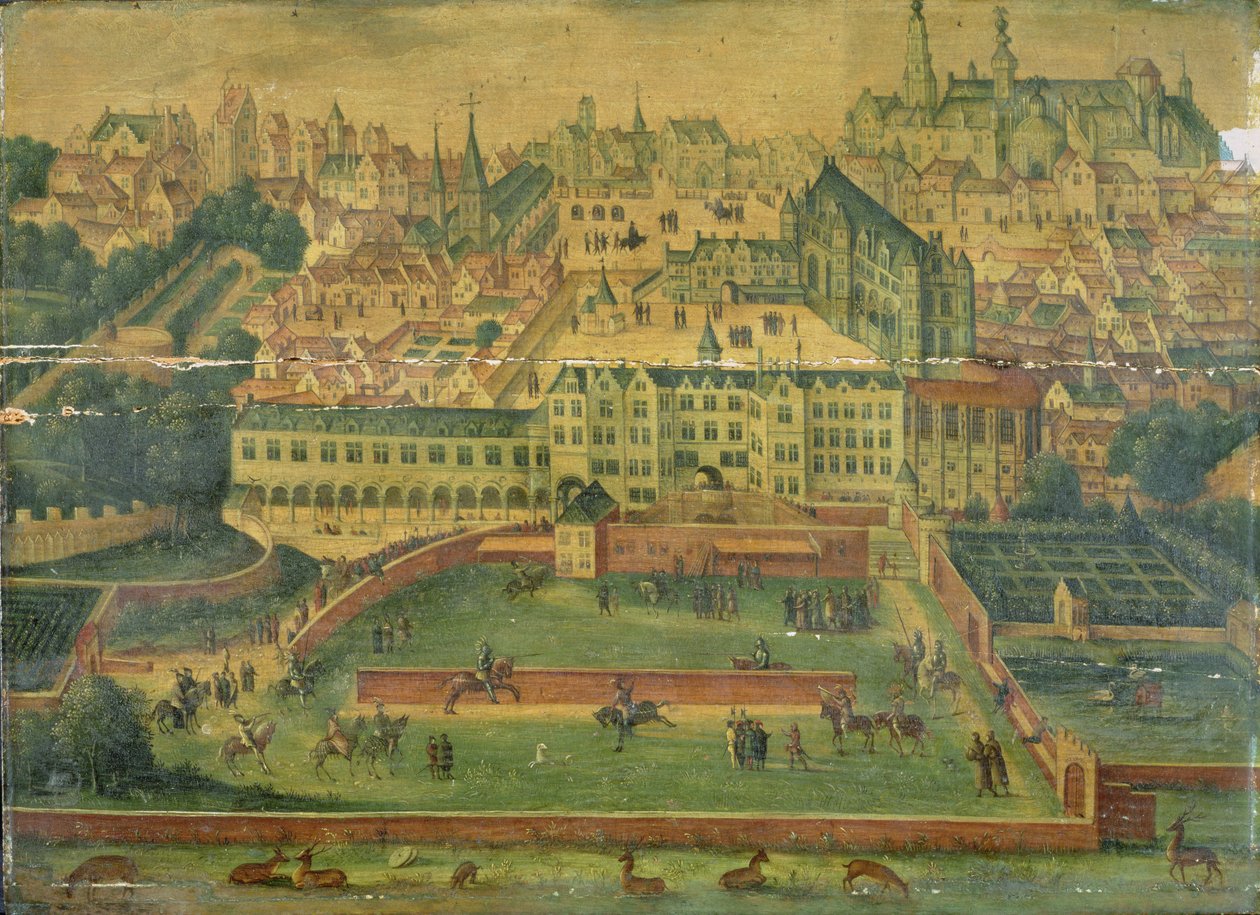 Vista do Palácio Real, em Bruxelas de Flemish School