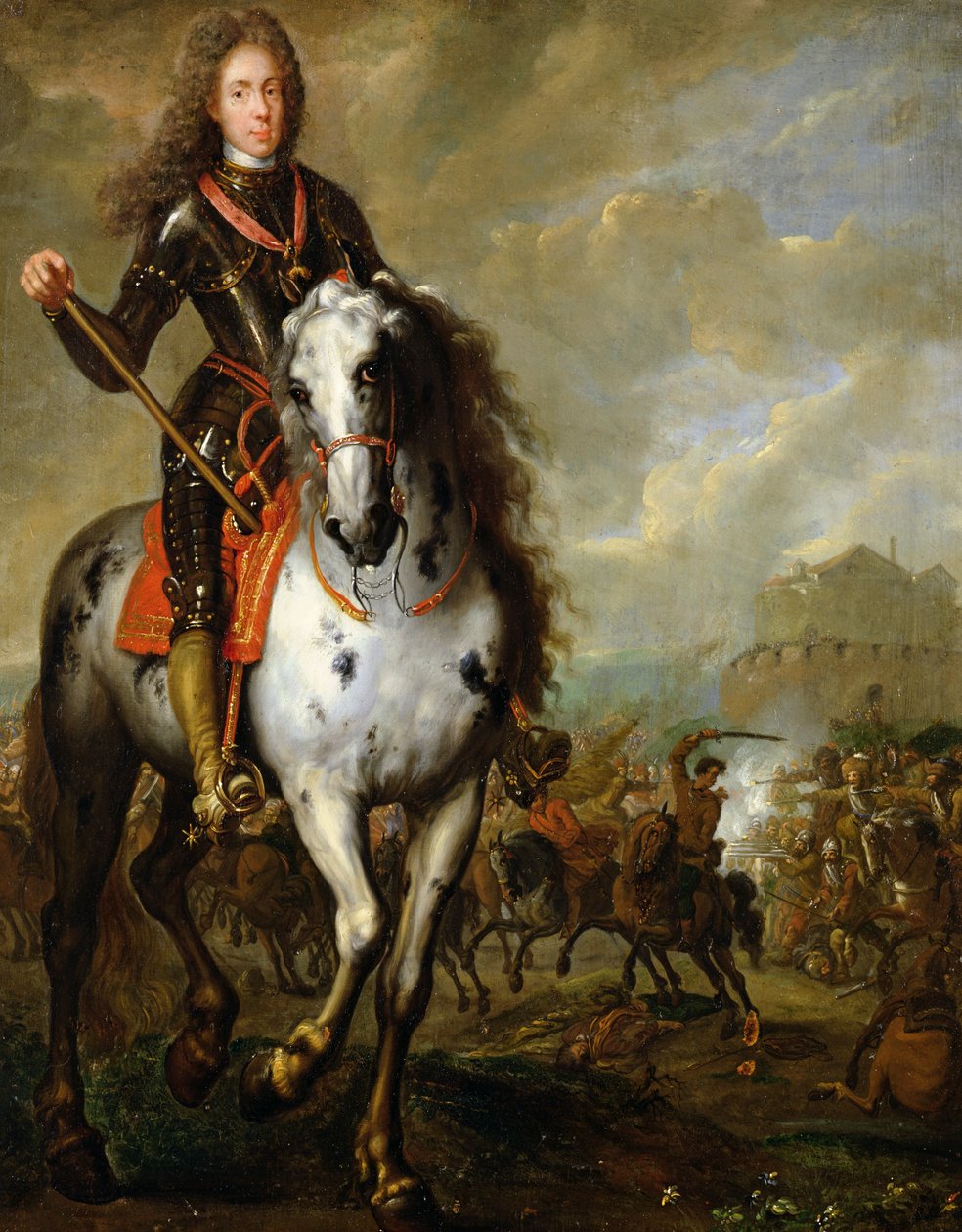 Retrato equestre do príncipe Eugene de Savoie (1663-1736) c.1700-10 de Flemish School