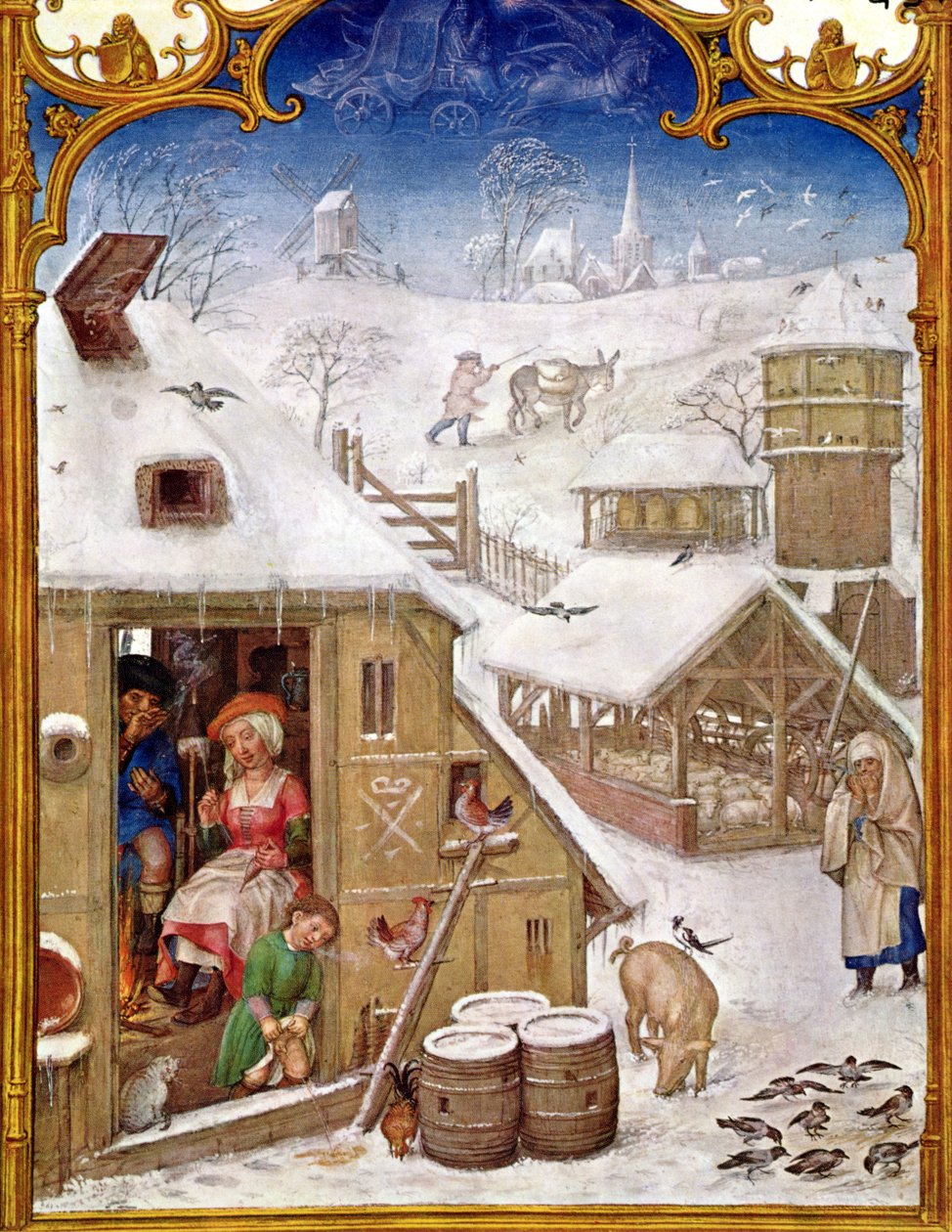 Fol.2v fevereiro: Camponês vida, de &39;Breviarium Grimani&39;, c.1515 de Flemish School