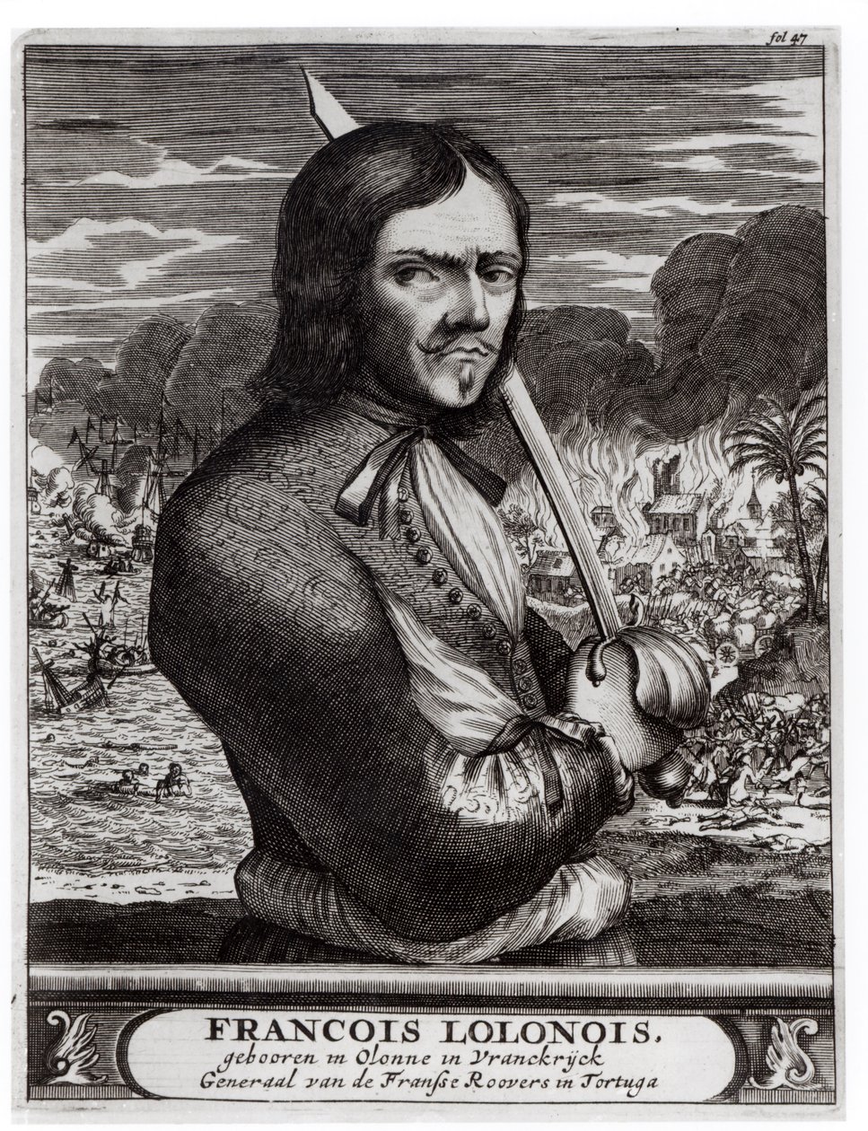 François Lolonois, general dos bandidos franceses em Tortuga de Flemish School