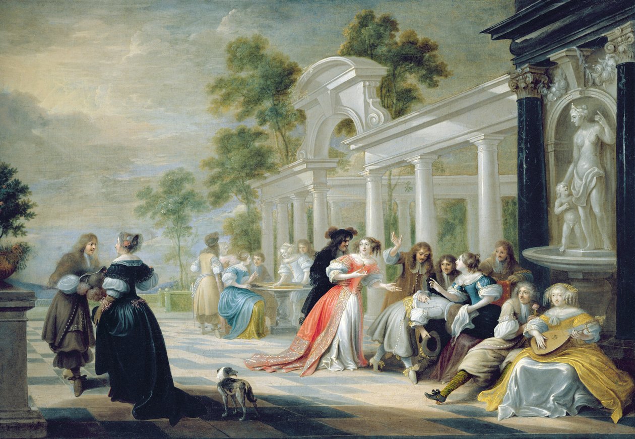 Cena do jardim genérico, 1600 de Flemish School