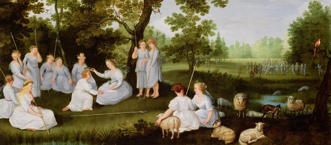 Paisagem com pastores e pastoras de Flemish School