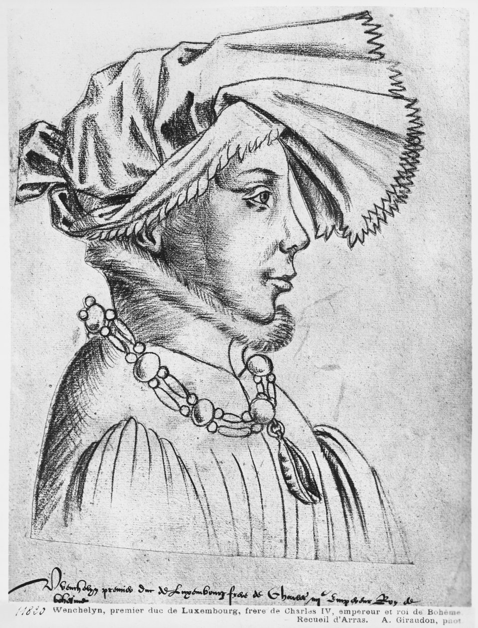 Ms 266 fol.173 Wenceslaus I, primeiro duque do Luxemburgo, de "The Recueil d&39;Arras" (giz vermelho sobre papel) de Flemish School