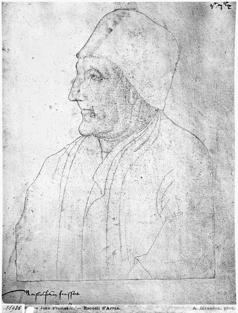 Ms 266 fol.278 Mestre Jean Froissart (1333-140001) de &39;The Collection of Arras&39; (giz vermelho sobre papel) de Flemish School