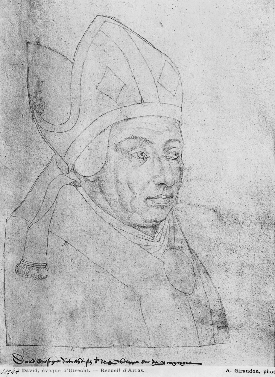 Ms 266 fol.97 David, bispo de Utrecht, de &39;The Recueil d&39;Arras&39; (giz vermelho sobre papel) de Flemish School