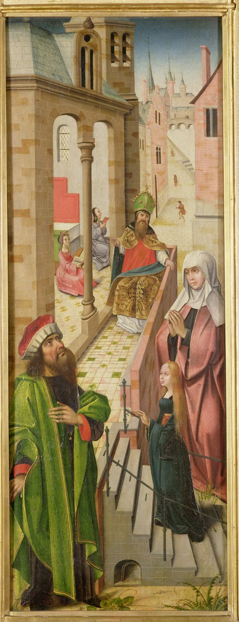 A Apresentação da Virgem, painel esquerdo do tríptico, do final do século XV ao início do século XVI (ver também 69683 e 69685) de Flemish School