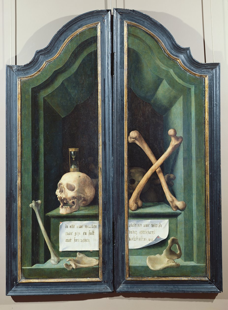 Vanitas, reverso de dois painéis de um tríptico de Flemish School